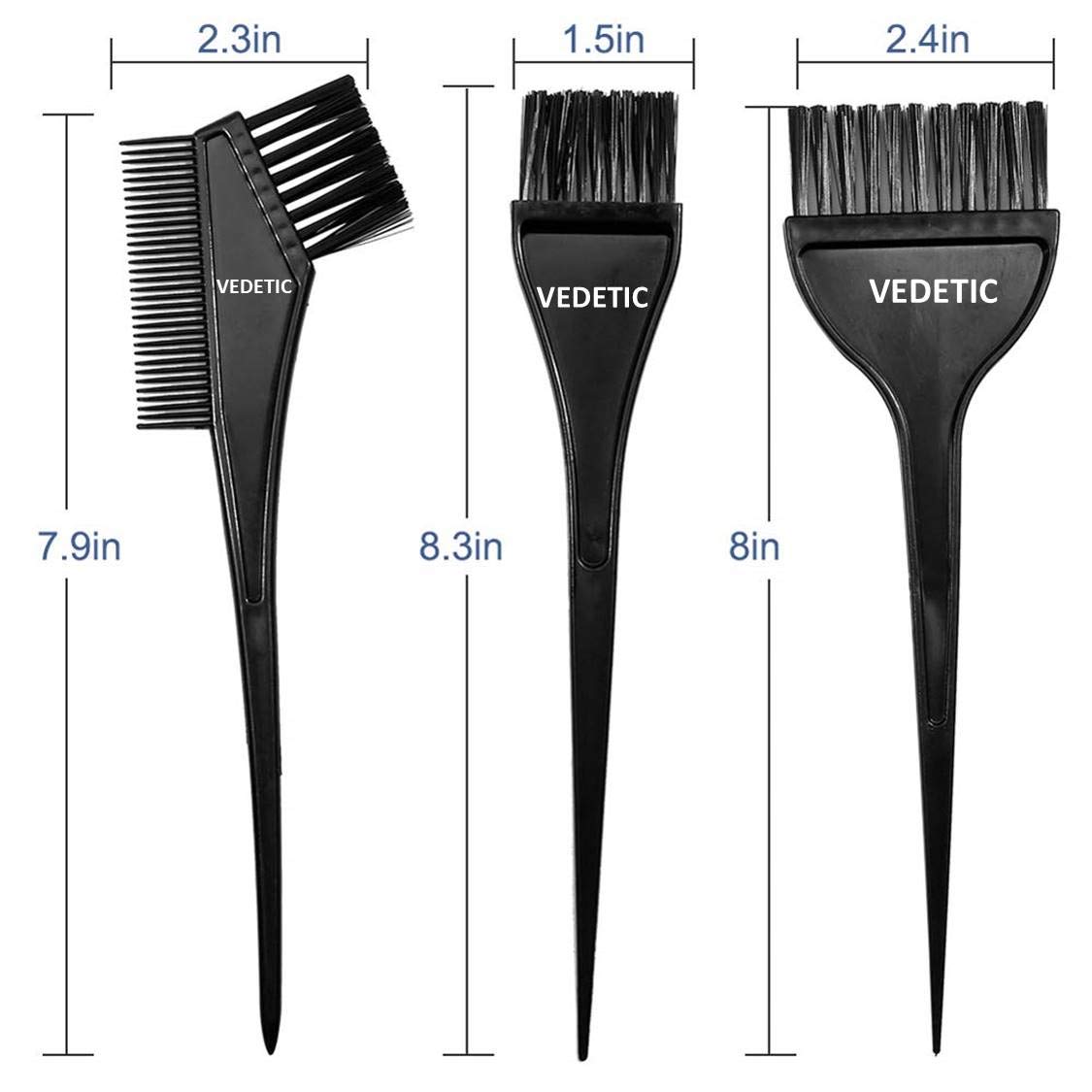 VEDETIC® Professional Hair Dye Kit with Mixing Bowl & 3 Brushes - 200ml Plastic Hair Coloring Set for Salon & Home Use - Perfect for DIY Hair Coloring, Highlights, and Root Touch-Ups
