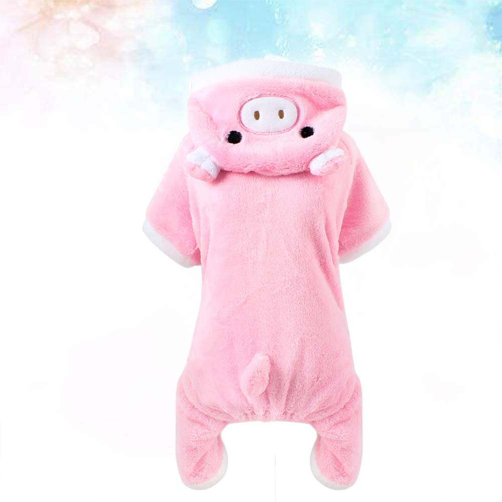 Pig Dog Costume for Small & Medium Dogs - Warm Winter Dog Pajamas & Cat Cosplay Outfit | Pet Piglet Costume for Halloween, Christmas Dress Up & Photo Shoots