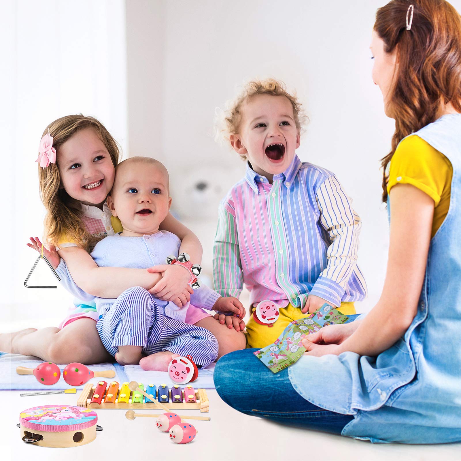 Oathx 14-Piece Baby Musical Toys Set - Xylophone, Tambourine & Maracas for Toddlers | Perfect 1st Birthday Gift for Girls | Fun Learning & Playtime