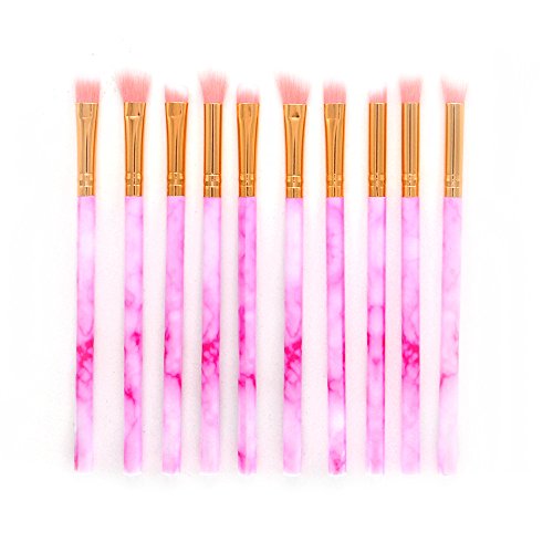 Premium 10-Piece Makeup Brush Set - Synthetic Fiber Kabuki Brushes for Foundation, Powder, Eyeshadow, Eyeliner & Concealer - Marble Handle Professional Cosmetic Brush Kit for Daily Makeup & Travel