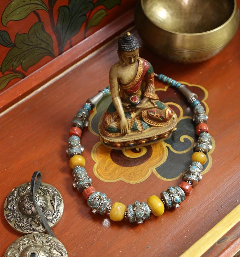 Authentic Tibetan Coral Beaded Necklace for Women - Handmade Spiritual Jewelry for Meditation, Yoga & Boho Fashion