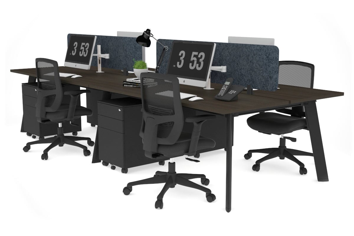 4-Person Workstation with Black Frame - 1800L x 700W Office Desk for Team Collaboration & Productivity | Perfect for Open Offices, Coworking Spaces & Home Offices