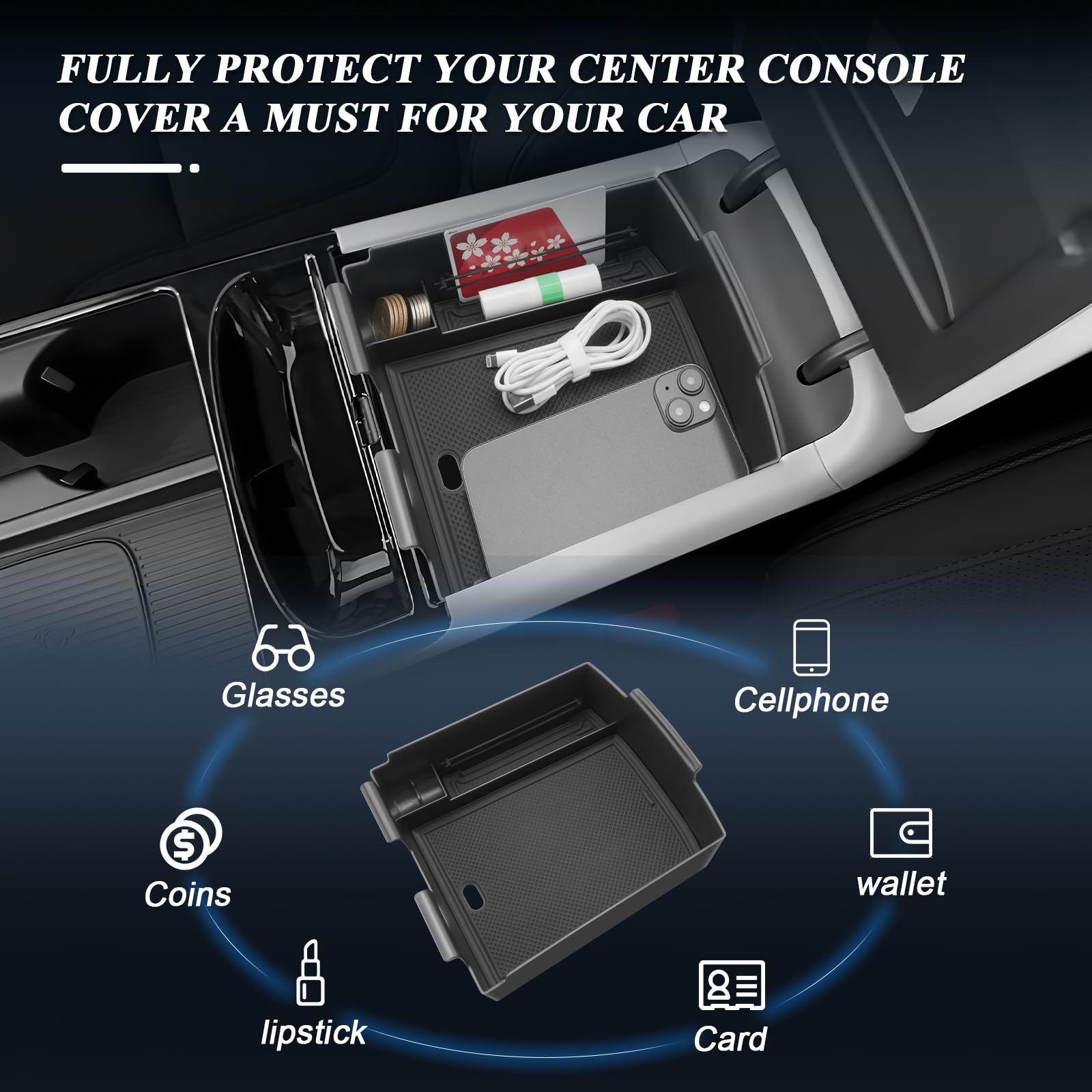 2025 Hyundai Tucson Center Console Organizer - Custom Fit Armrest Tray & Glove Box Insert for Enhanced Car Storage | Perfect for Road Trips, Daily Commute & Organization