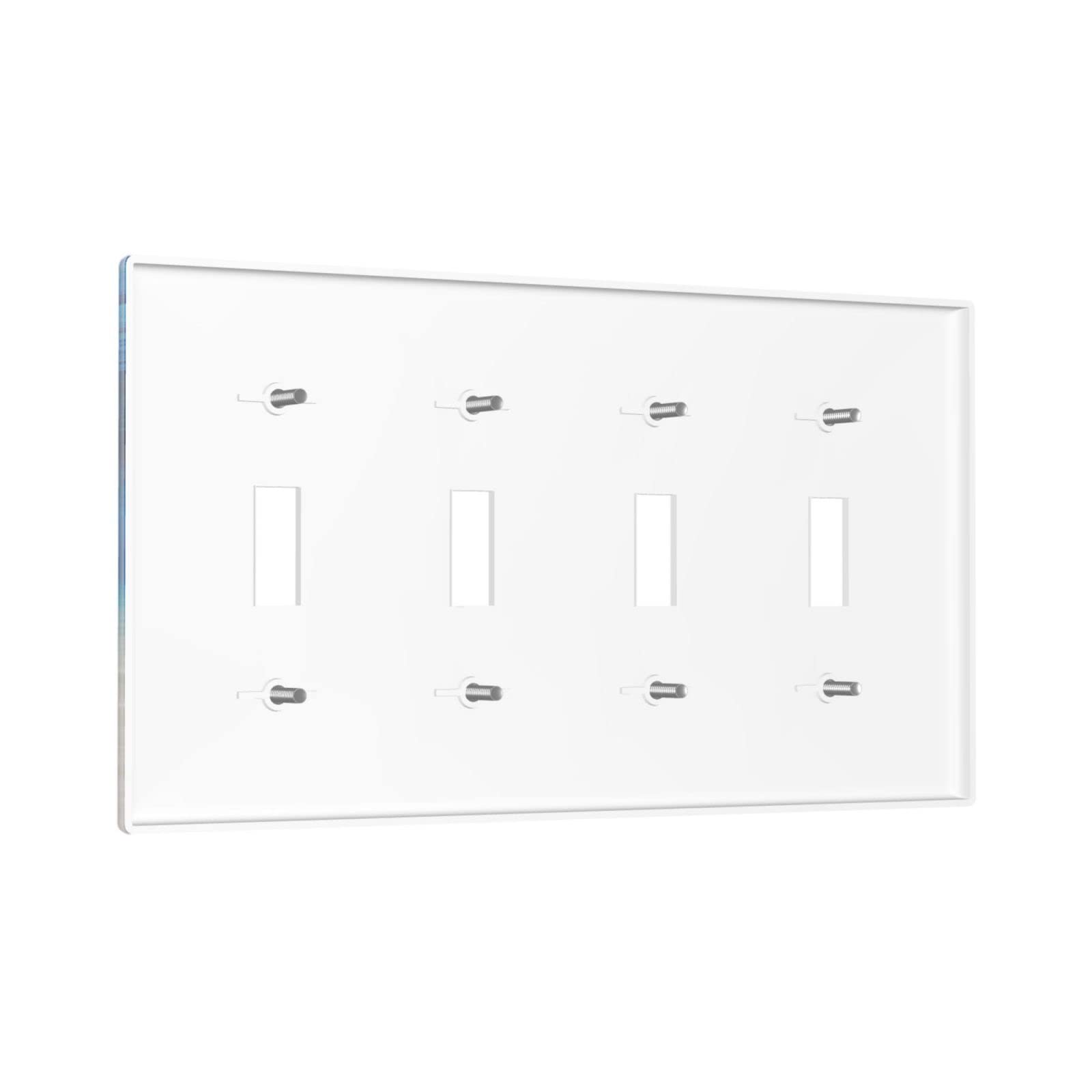 Blue Ocean Sea Themed 4-Gang Toggle Light Switch Cover - Decorative Wall Plate (4.5 x 8 Inches) for Bedroom, Bathroom & Living Room