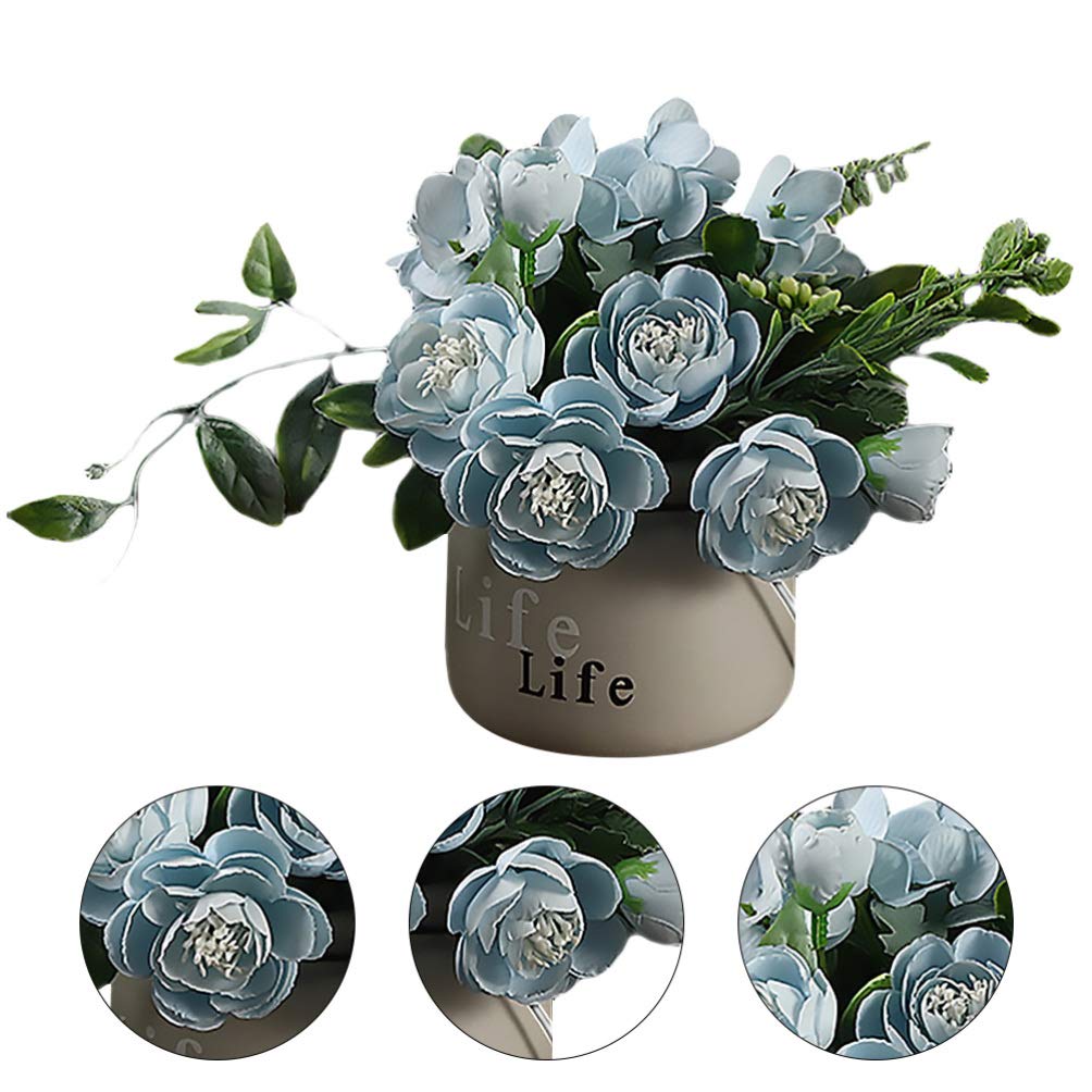 BESPORTBLE Artificial Hydrangea Ceramic Potted Plant - Realistic Fake Flower Home Decor for Living Room, Office, Wedding Centerpiece - 12