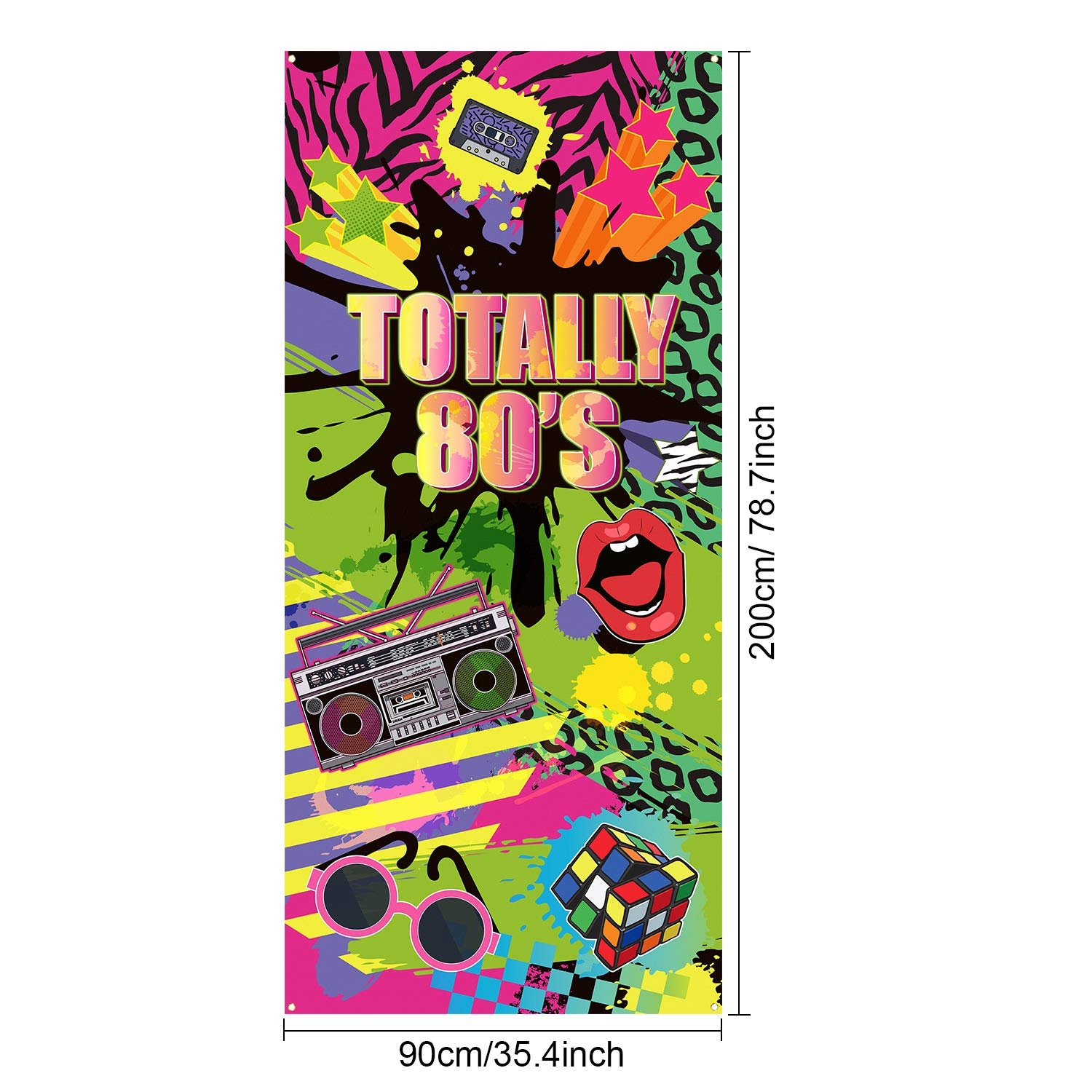 80s Hip Hop Graffiti Fabric Door Cover - Large Retro Party Backdrop (78.7