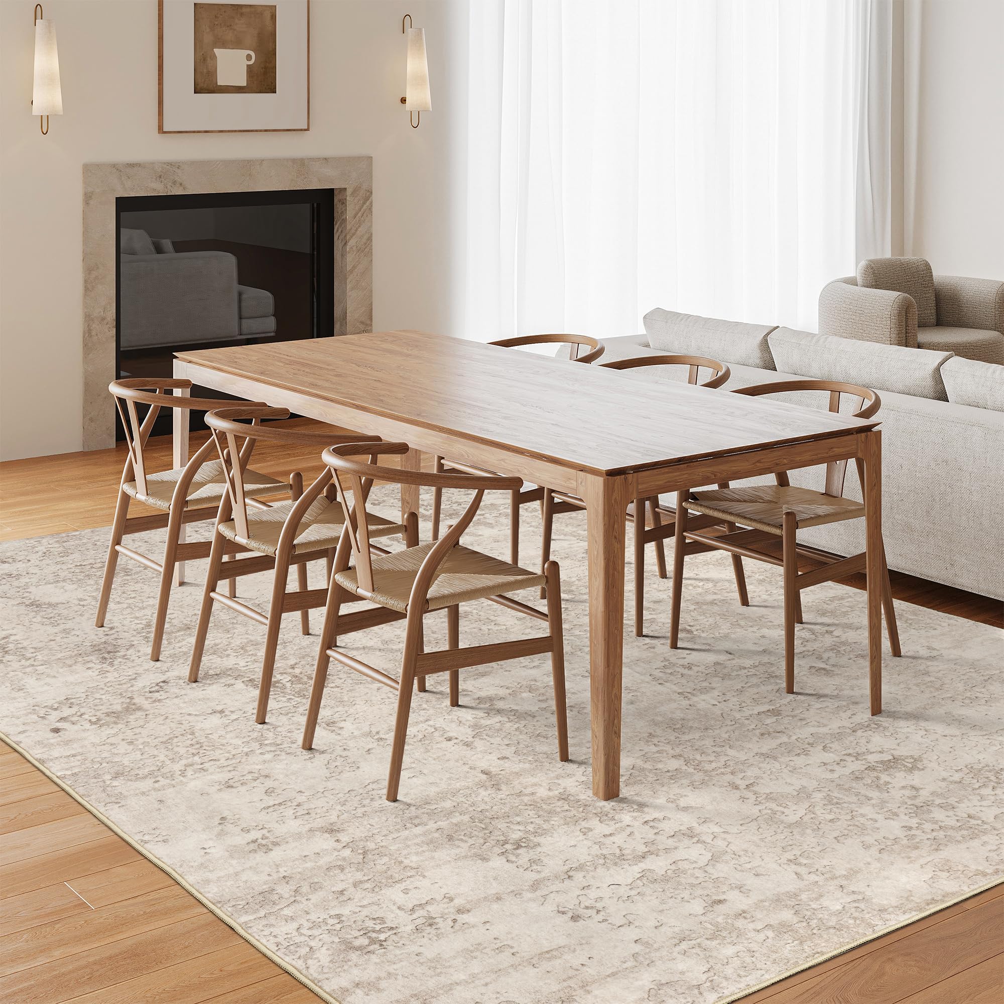 Art&Tuft Washable 8x10 Rug with Anti-Slip Backing - Abstract Design Stain Resistant Living Room Rug - Foldable Machine Washable Area Rug (TPR53-Beige, 8'x10') - Perfect for Home Decor, Bedroom, Dorm & Office Spaces