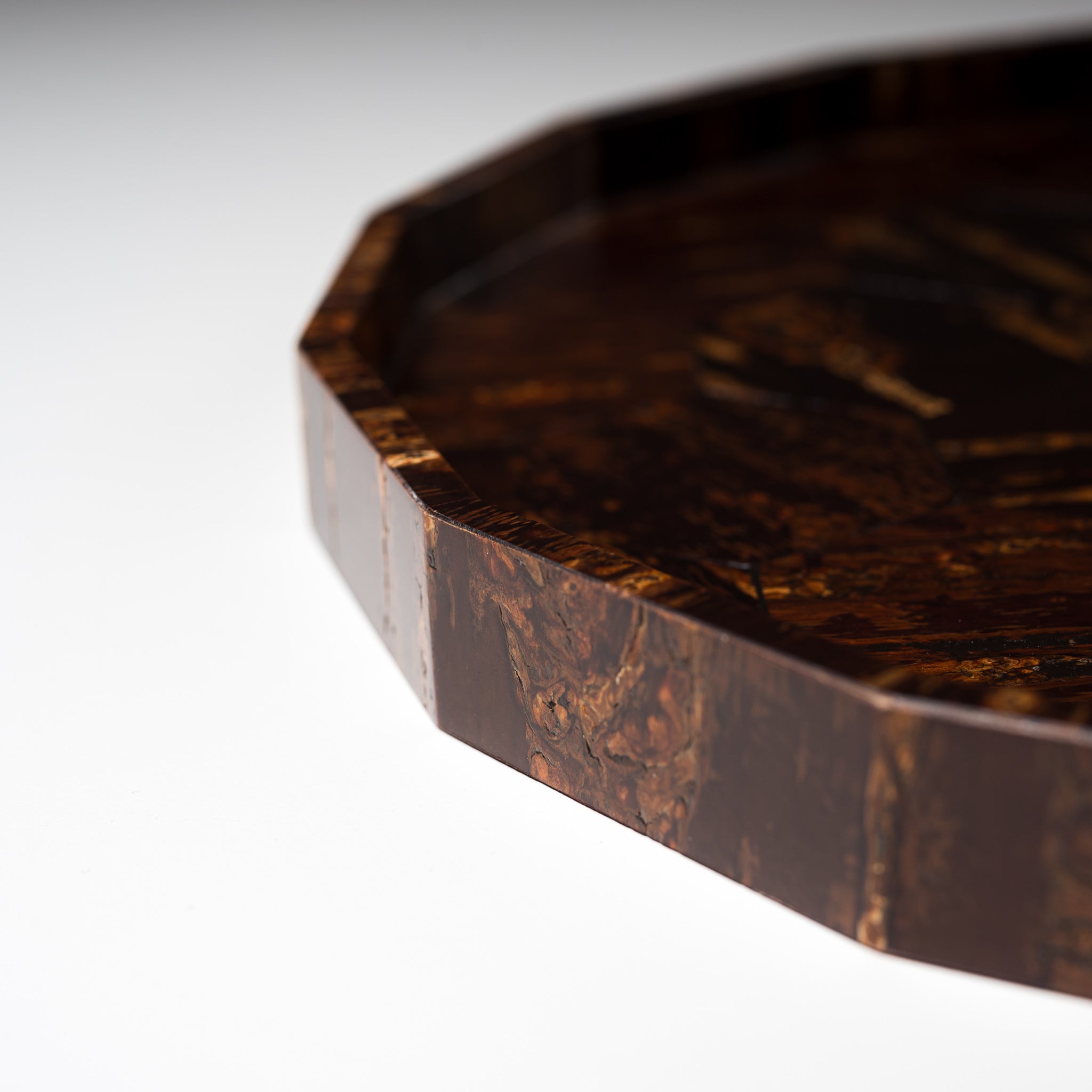 Premium 16-Sided Cherry Bark Tray by Tomioka - Handcrafted Kikko Pattern Wooden Serving Tray for Tea Ceremony, Sushi Presentation & Home Decor