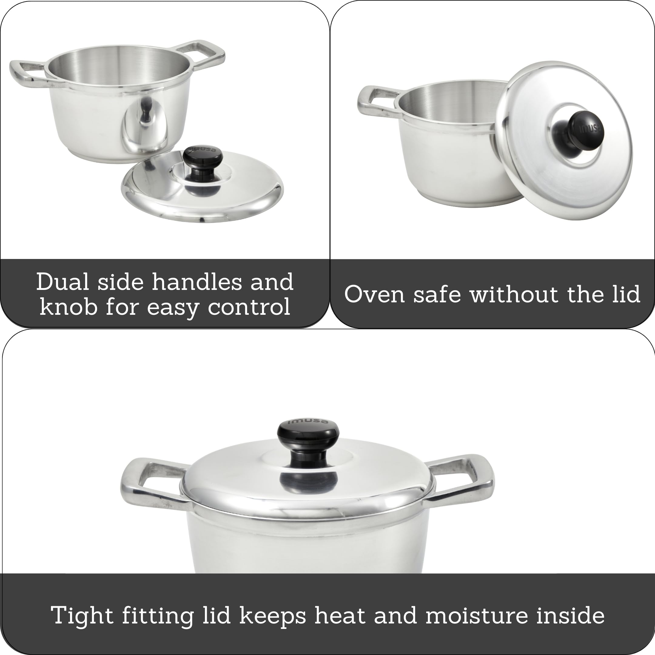 IMUSA 3.5 Quart Heavy Duty Cajun Cast Aluminum Dutch Oven - Perfect for Camping, Outdoor Cooking & Cajun-Style Meals