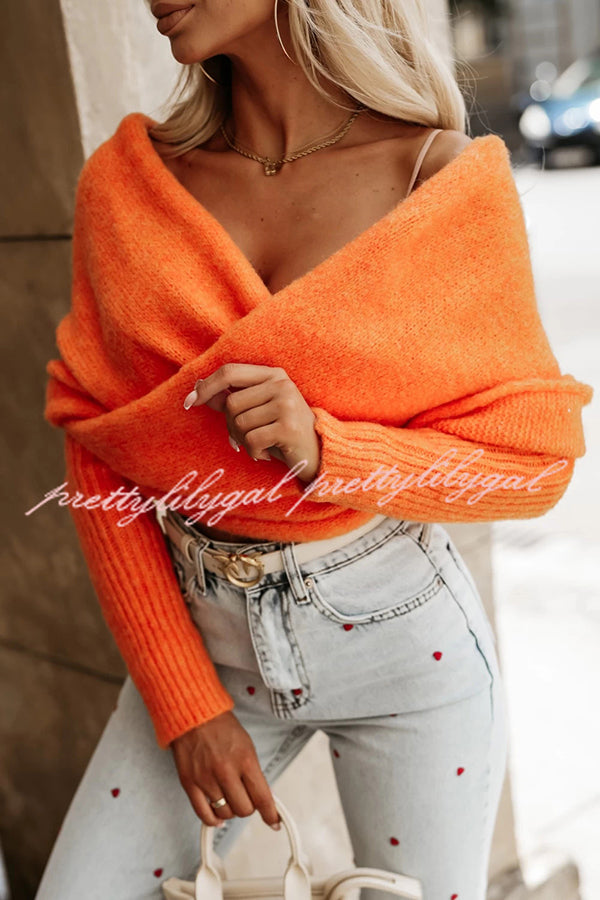 Cozy Two-Way Knit Off-Shoulder Relaxed Poncho Sweater - Perfect for Fall Layering & Casual Outings