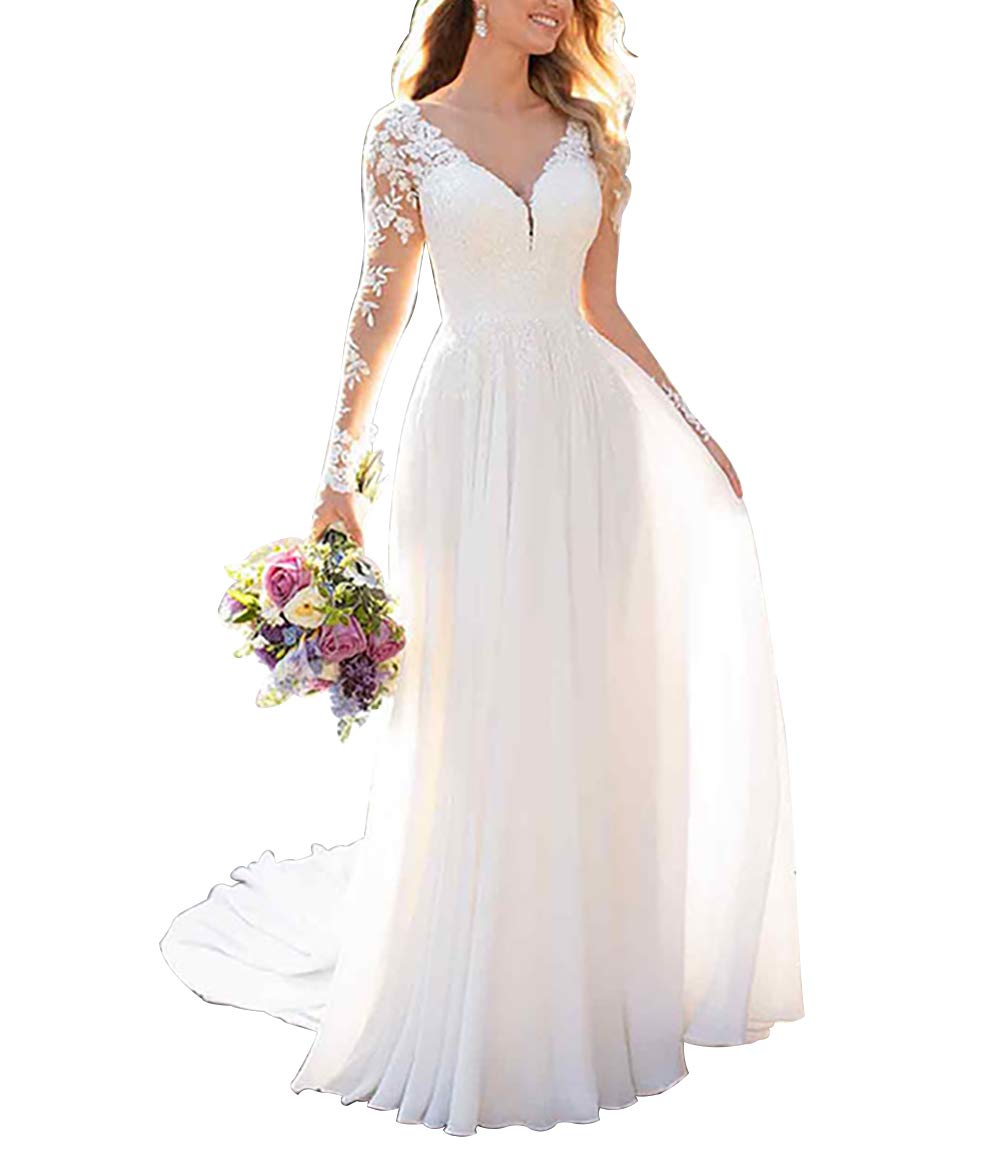 Elegant Lace A-Line Wedding Dress with Sweetheart Neckline - Chiffon Beach Bridal Gown for Romantic Outdoor Ceremonies & Destination Weddings