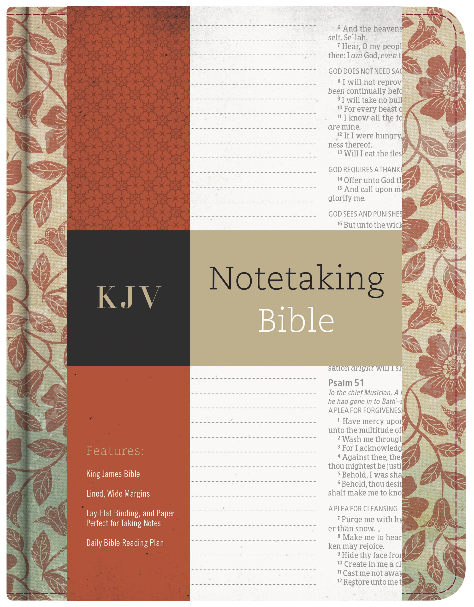 KJV Notetaking Bible with Wide Margins - Floral Red Cover, Perfect for Bible Study, Journaling & Sermon Notes | Ideal for Church, Small Groups & Personal Devotion