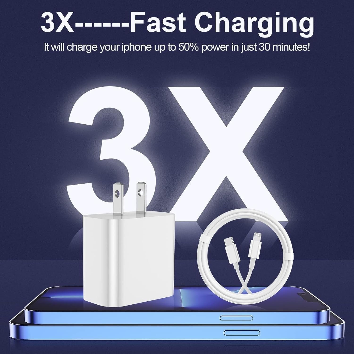 Fast Charging iPhone Charger 2-Pack - Type C Wall Charger Block with 6FT & 10FT USB C to Lightning Cables for iPhone 14/13/12/11/X/XR/XS Max/AirPods Pro - Perfect for Home, Office & Travel