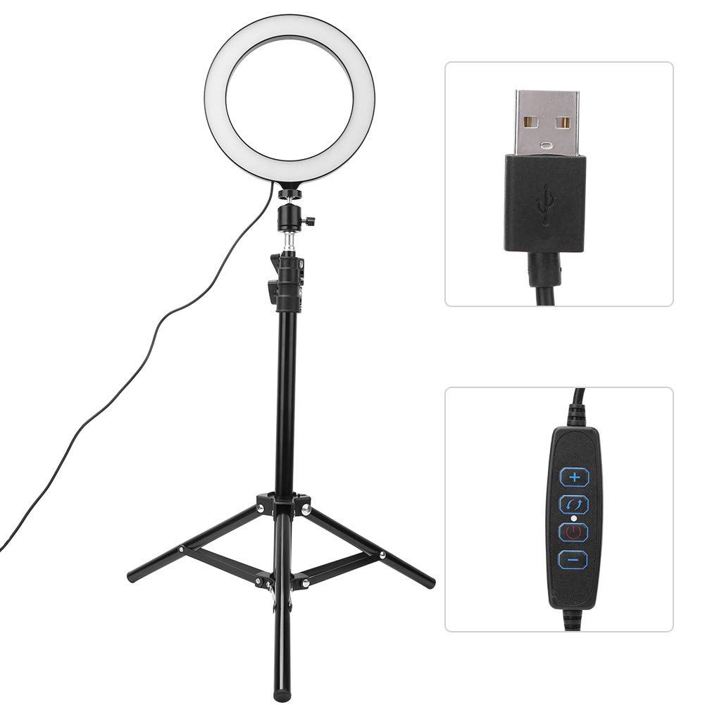 Dimmable LED Ring Light with Phone Holder - for Selfie, Makeup & Live Streaming