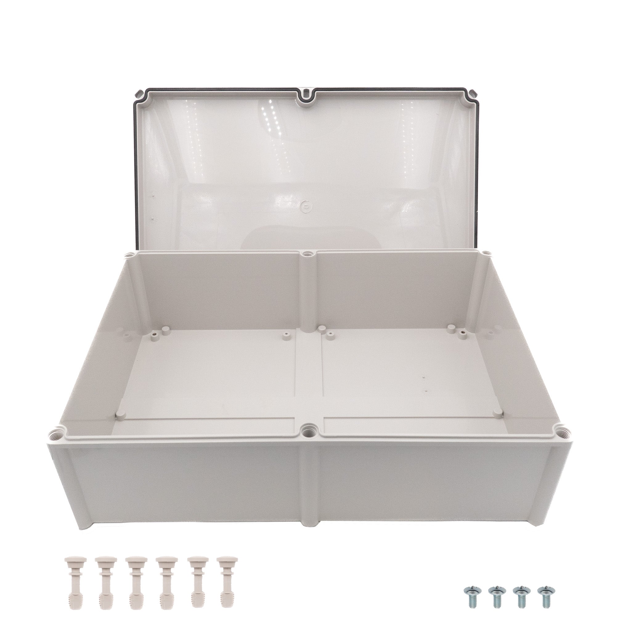 Boxco S Series 14.96 x 22.05 x 7.09 Inch (380x560x180mm) IP67 Waterproof ABS Plastic Enclosure with Grey Screw Cover - IK08 Rated for Outdoor Electrical Equipment Protection | Ideal for Industrial Control, Junction Box & Harsh Environment Applications