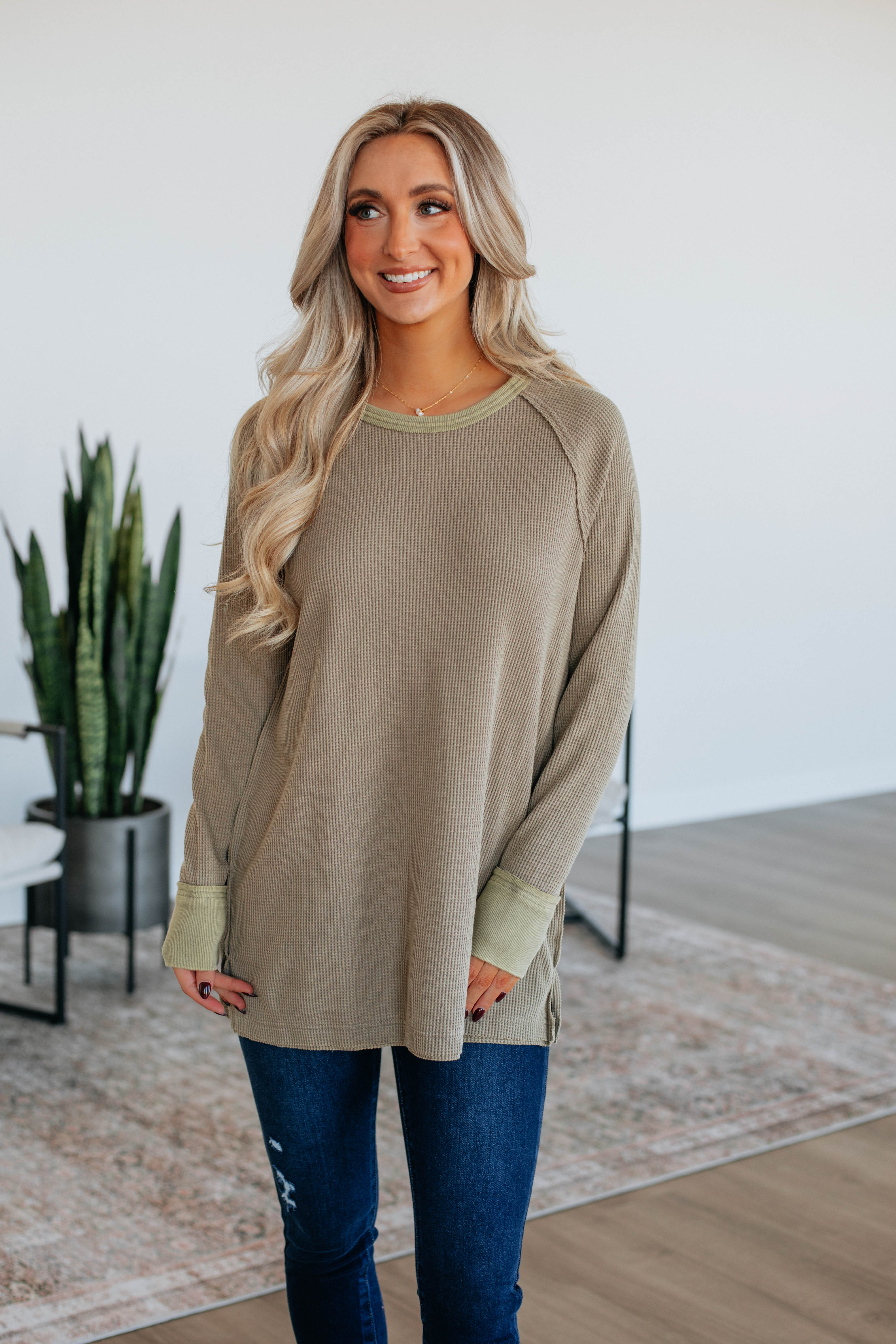 Dafina Knit Top for Women - Soft & Comfortable Artichoke Green Pullover | Perfect for Casual Wear, Layering & Everyday Outfits
