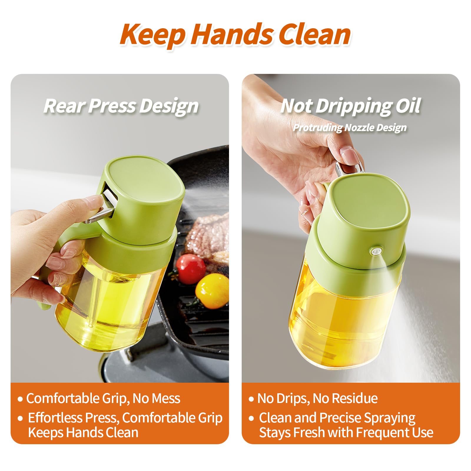 Premium YARRAMATE 6.8oz Oil Sprayer for Cooking - Food Grade Olive Oil Mister Bottle for Kitchen, Air Fryer, BBQ & Camping | Portable 200ml Oil Spray for Healthy Cooking, Baking, Grilling & Outdoor Use (Green)