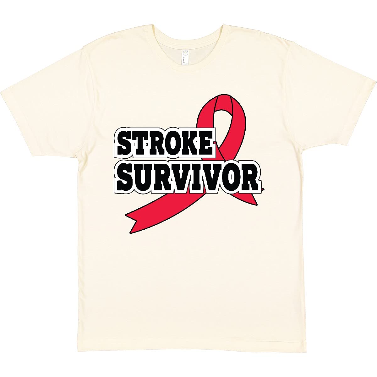 Inktastic Stroke Survivor with Red Ribbon T-Shirt - Inspirational Stroke Awareness Apparel for Survivors & Supporters - Perfect for Fundraisers, Awareness Events & Everyday Wear