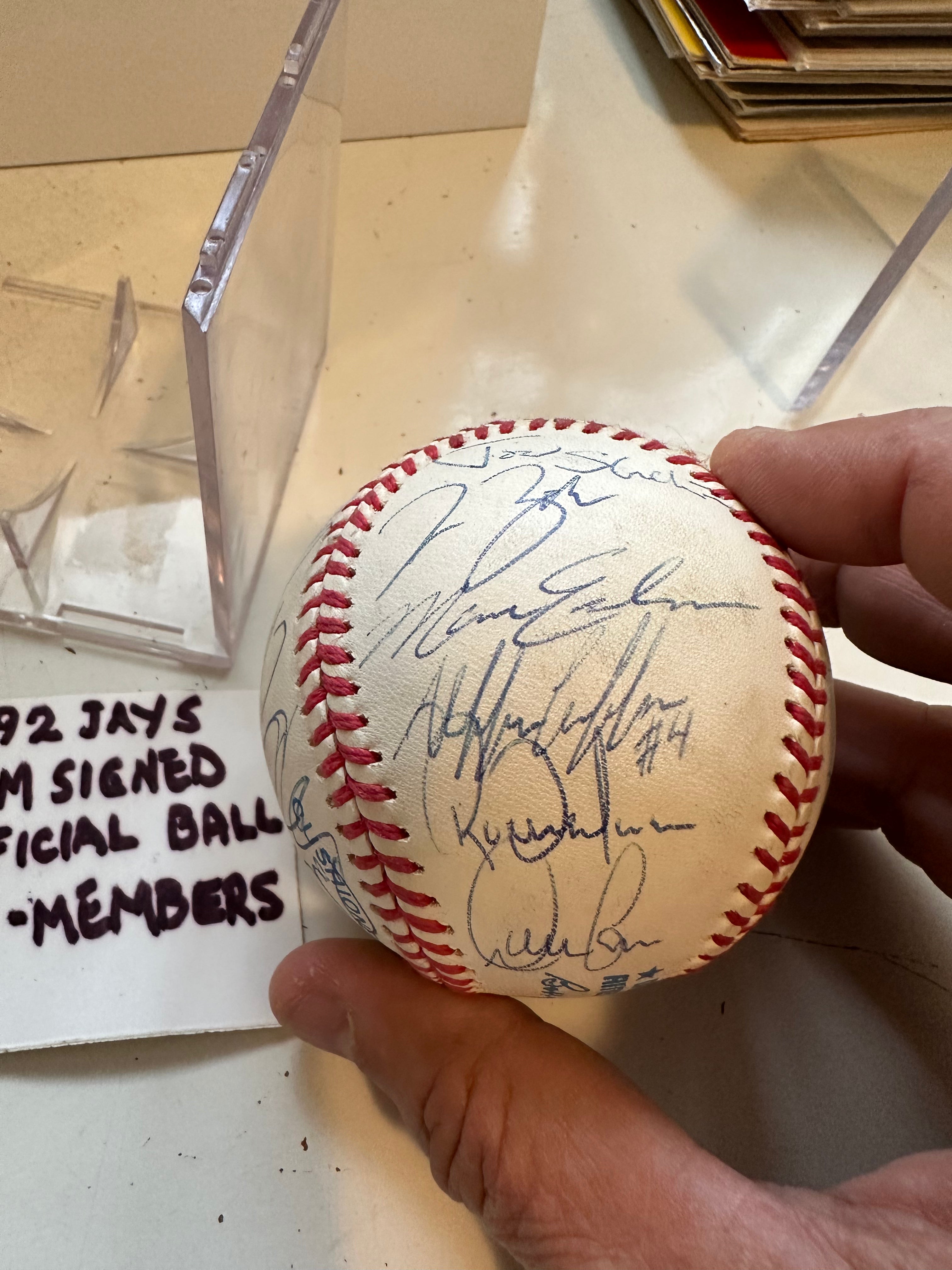 1992 World Series American League Baseball Signed by 24 Blue Jays Players - Authentic Collectible with COA & Display Holder - Perfect for Sports Memorabilia Fans & Baseball Enthusiasts