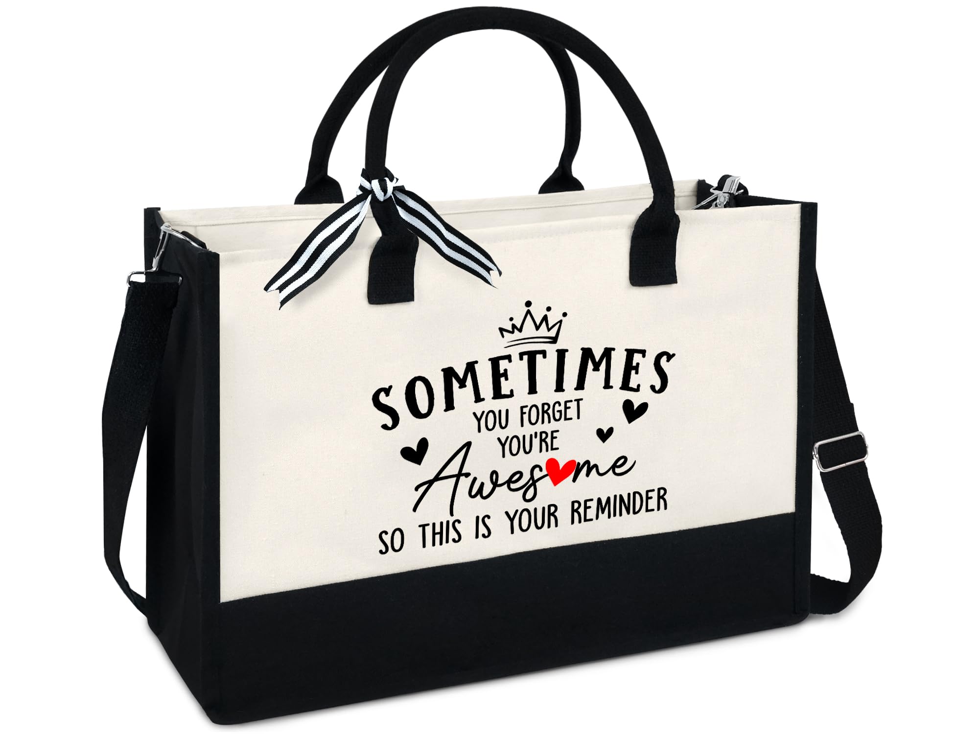 13oz Canvas Tote Bag with Zipper - Perfect Gift for Women, Mom, Teacher, Boss, Friend & Coworker | Birthday, Work, Travel & Shopping Essential