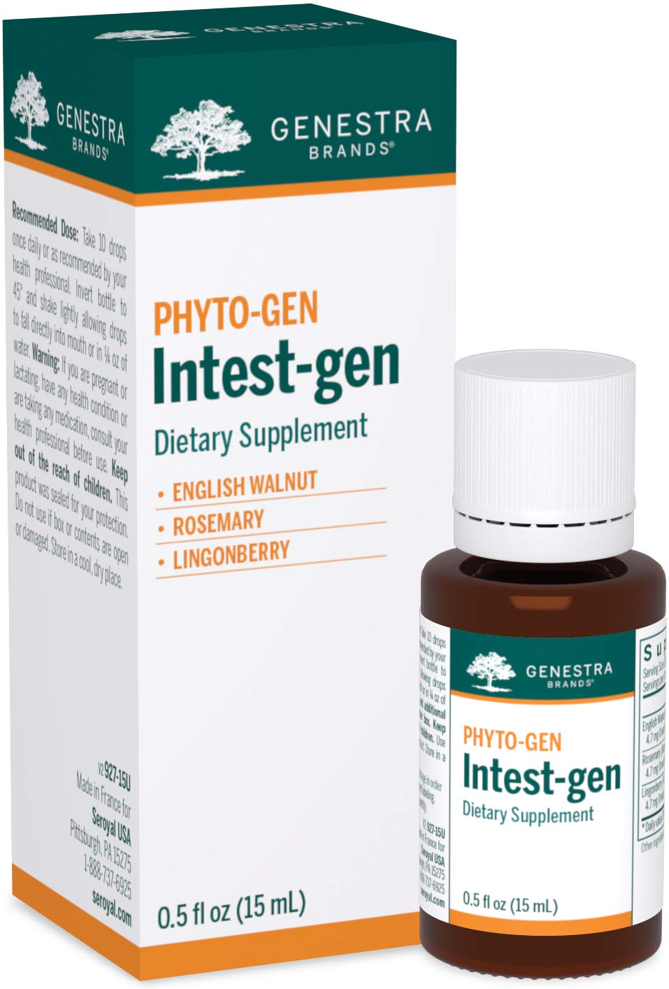 Genestra Brands Intest-gen Herbal Supplement with English Walnut, Rosemary & Lingonberry | 0.5 fl oz | Supports Digestive Health & Gut Balance | Ideal for Travel, Stress Relief & Daily Wellness Routine