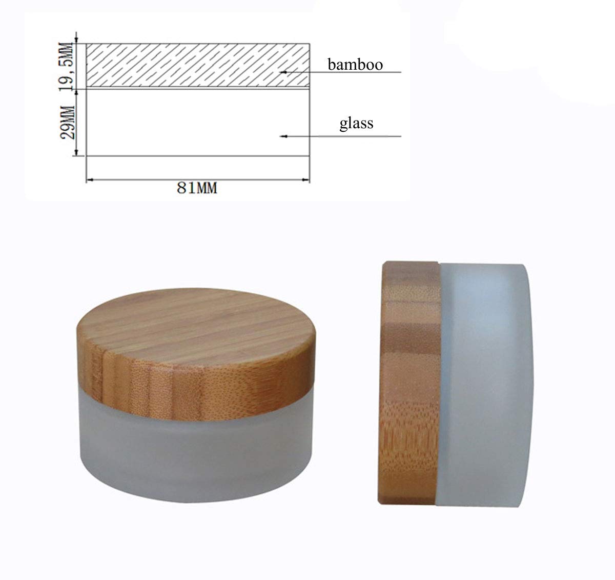 30ML (1 OZ) Refillable Frosted Glass Cosmetic Jar with Bamboo Lid - Leakproof Travel Container for Face Cream, Body Lotion & Makeup Samples (2PCS) - Perfect for DIY Skincare, Travel Essentials & Gift Packaging