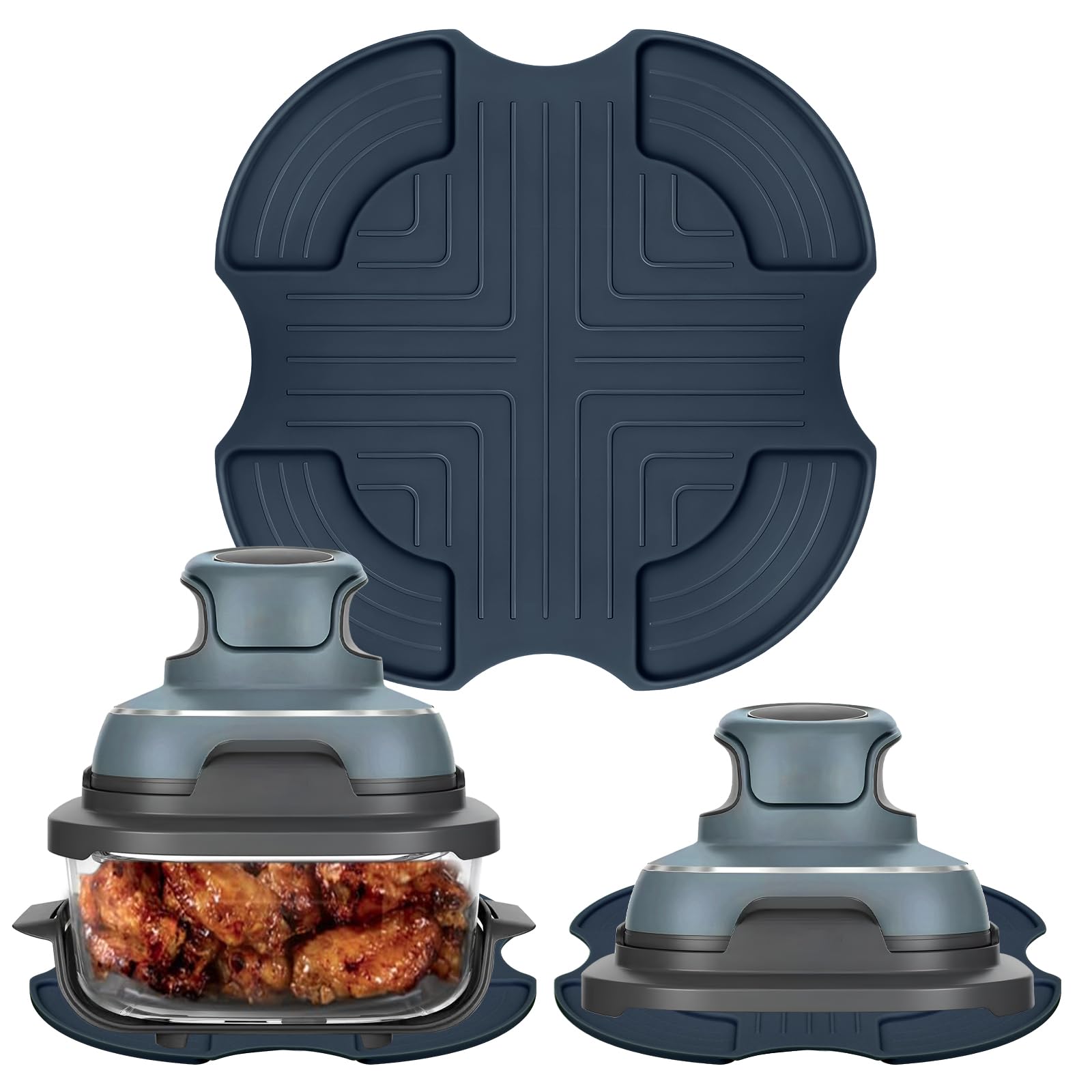 Heat-Resistant Silicone Air Fryer Trivets for Ninja Crispi & Glass Air Fryers - Non-Slip Countertop Protector Mats, Portable Hot Pads for Kitchen Use - Perfect for Baking, Roasting & Air Frying Accessories