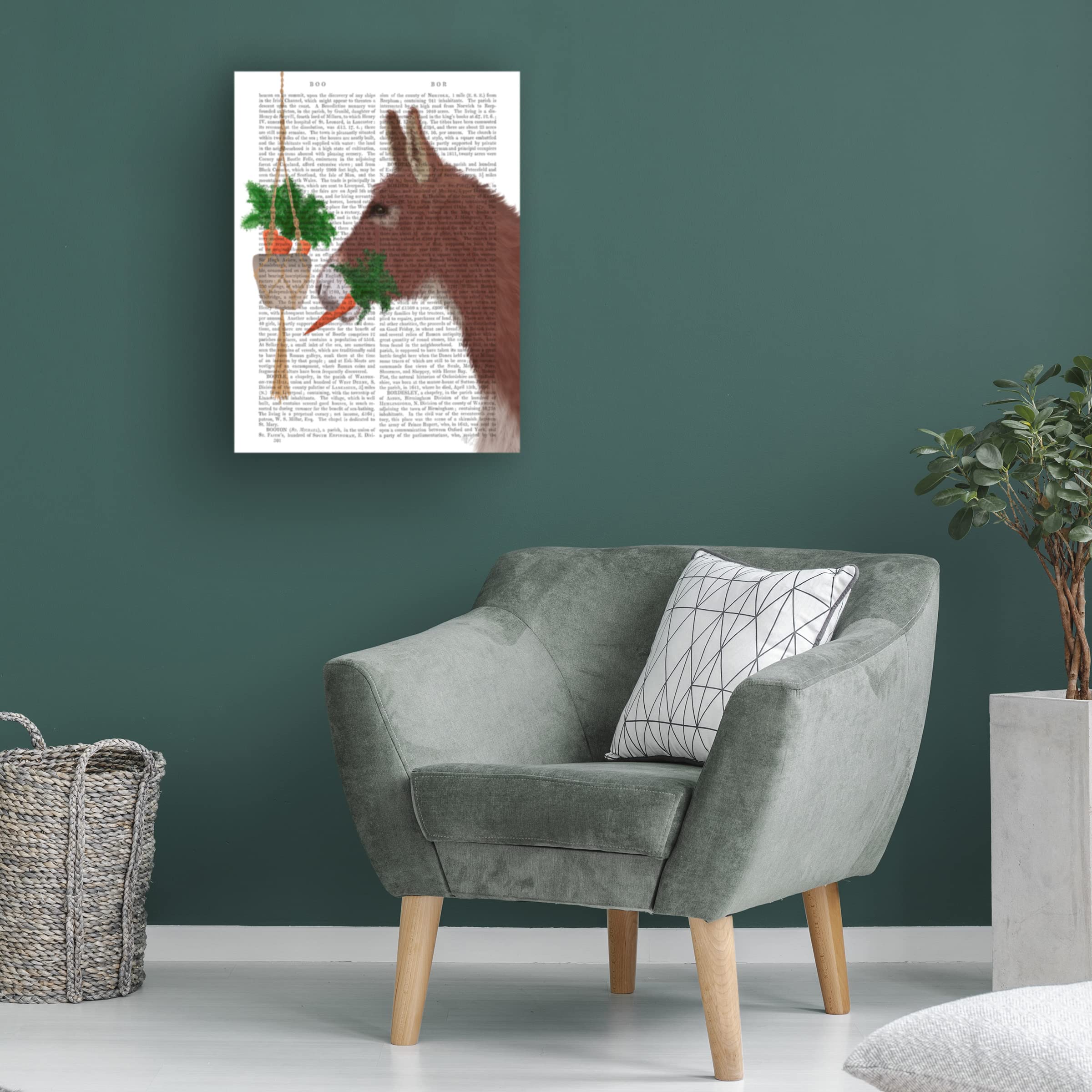 Trademark Fine Art 'Donkey Lunch Book Print' Canvas Wall Art by Fab Funky - Perfect for Living Room, Bedroom & Office Decor