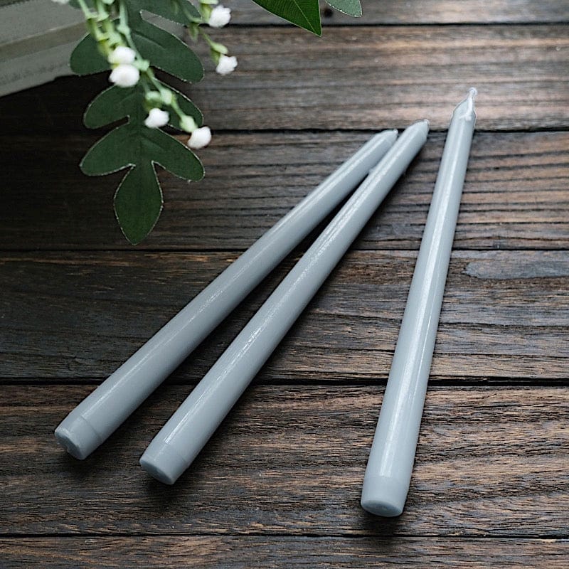 12-Pack Premium 10-Inch Taper Candles for Dining Table, Wedding Decor, and Romantic Ambiance - Long-Lasting Dripless Wax Candles for Home & Events