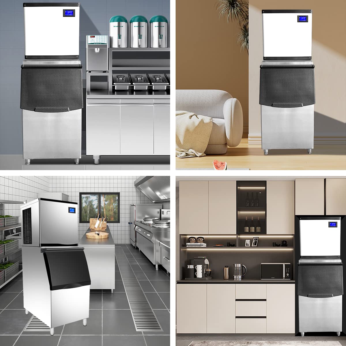 Commercial Ice Machine 1000Lbs/24H, Industrial Ice Maker with 604Lbs Storage, Air Cooled Stainless Steel Ice Cube Maker for Restaurants, Bars, Hotels & Home Use - Perfect for Cocktails, Beverages & Food Preservation