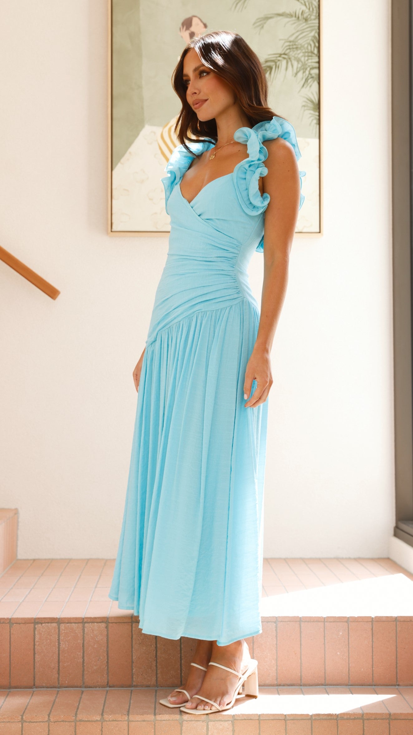 Alma Maxi Dress for Women - Flowy Long Summer Dress in Blue | Perfect for Beach, Vacation & Casual Outings