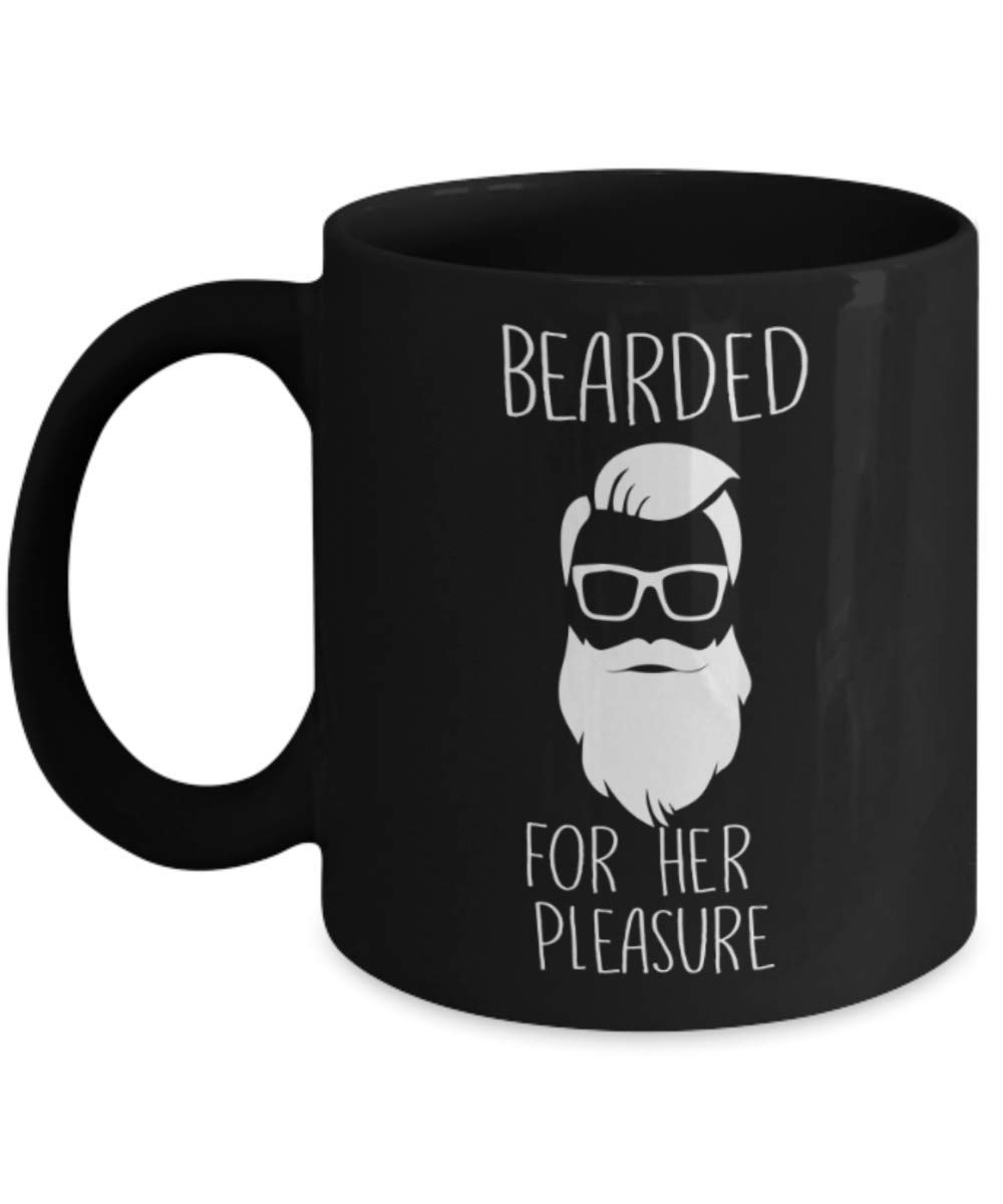 Zapbest Funny Coffee Mug for Women - 11 oz Black Porcelain Tea Cup with Bearded Design - Perfect Gift for Her - Ideal for Office, Home & Gifting