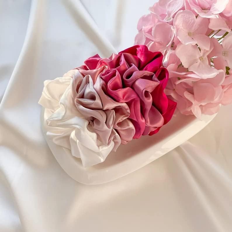 Luxury Satin Silk Scrunchies for Women - Soft Hair Ties & Hair Accessories Set (6 Pack) - Perfect for Everyday Use, Work, Gym, and Special Occasions