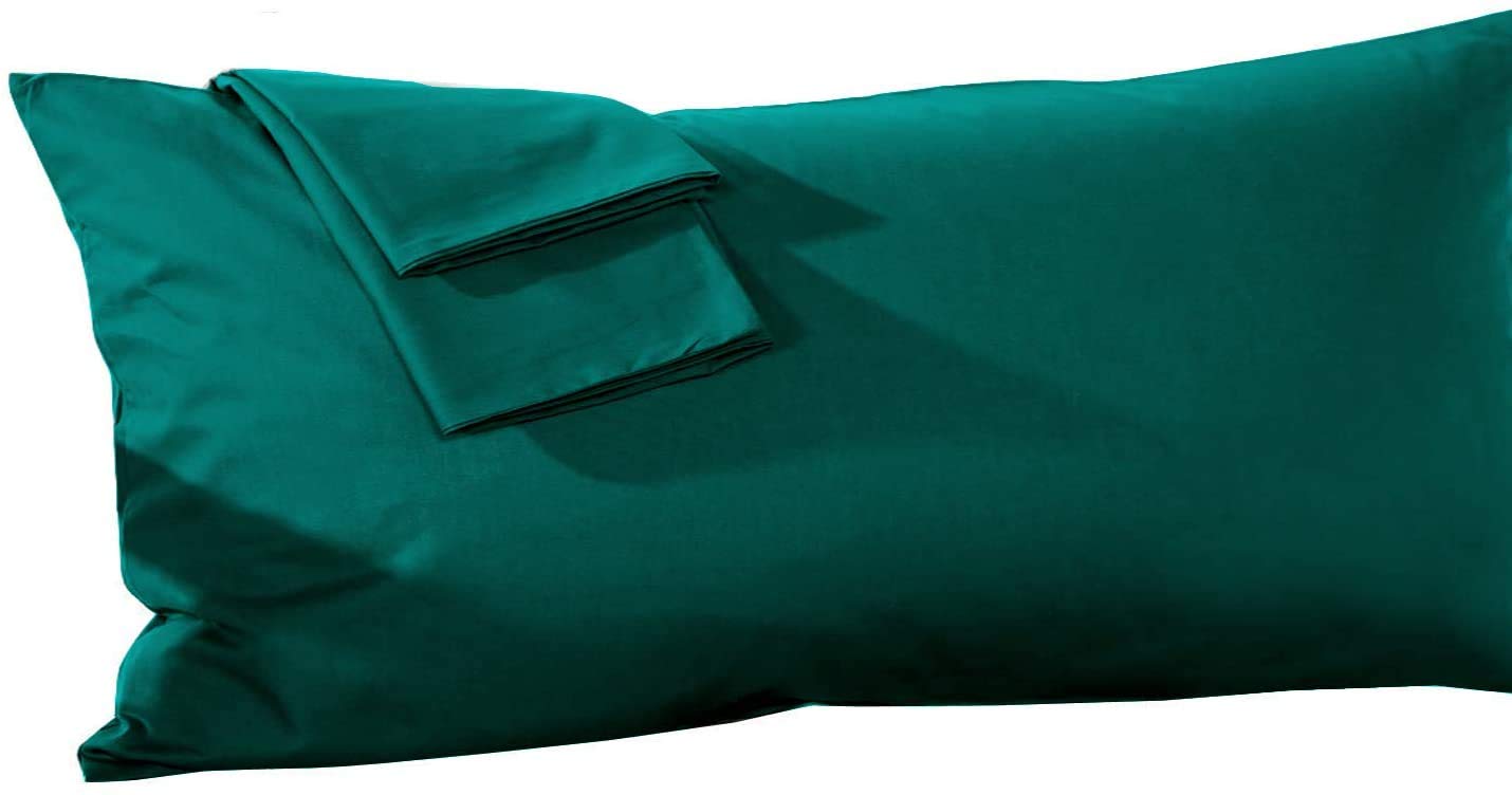 Premium 20x48 Body Pillowcase - 100% Egyptian Cotton, 550 Thread Count, Zipper Closure, Teal Solid Color (Set of 1) - Perfect for Pregnancy Support, Back Pain Relief & Comfortable Sleeping