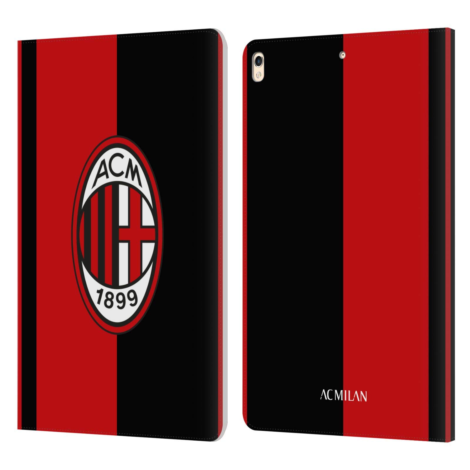 Head Case Designs AC Milan Red & Black Leather iPad Pro 10.5 Case (2017) - Officially Licensed Football Tablet Cover for Work, Travel & School