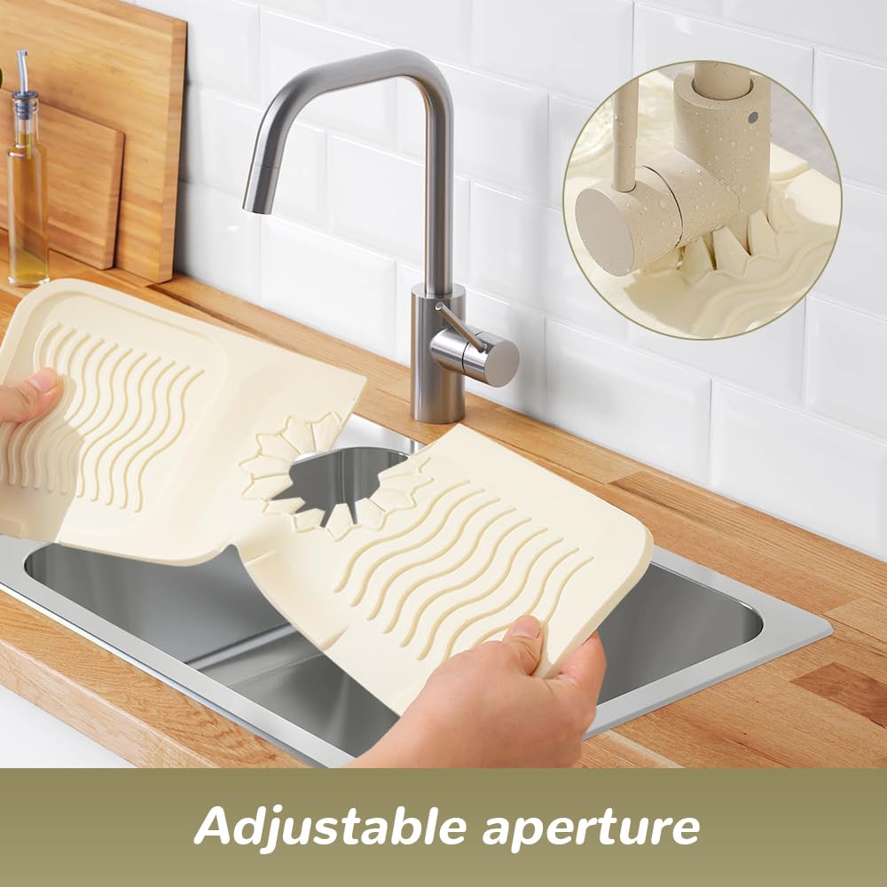 2024 Premium Silicone Sink Mat for Kitchen & Bathroom - Fast Drying, Non-Slip Faucet Protector & Drain Tray - Perfect for Dishes, Utensils & Personal Care Items (Size C, One Size) - Ideal for Countertop Protection & Water Drainage