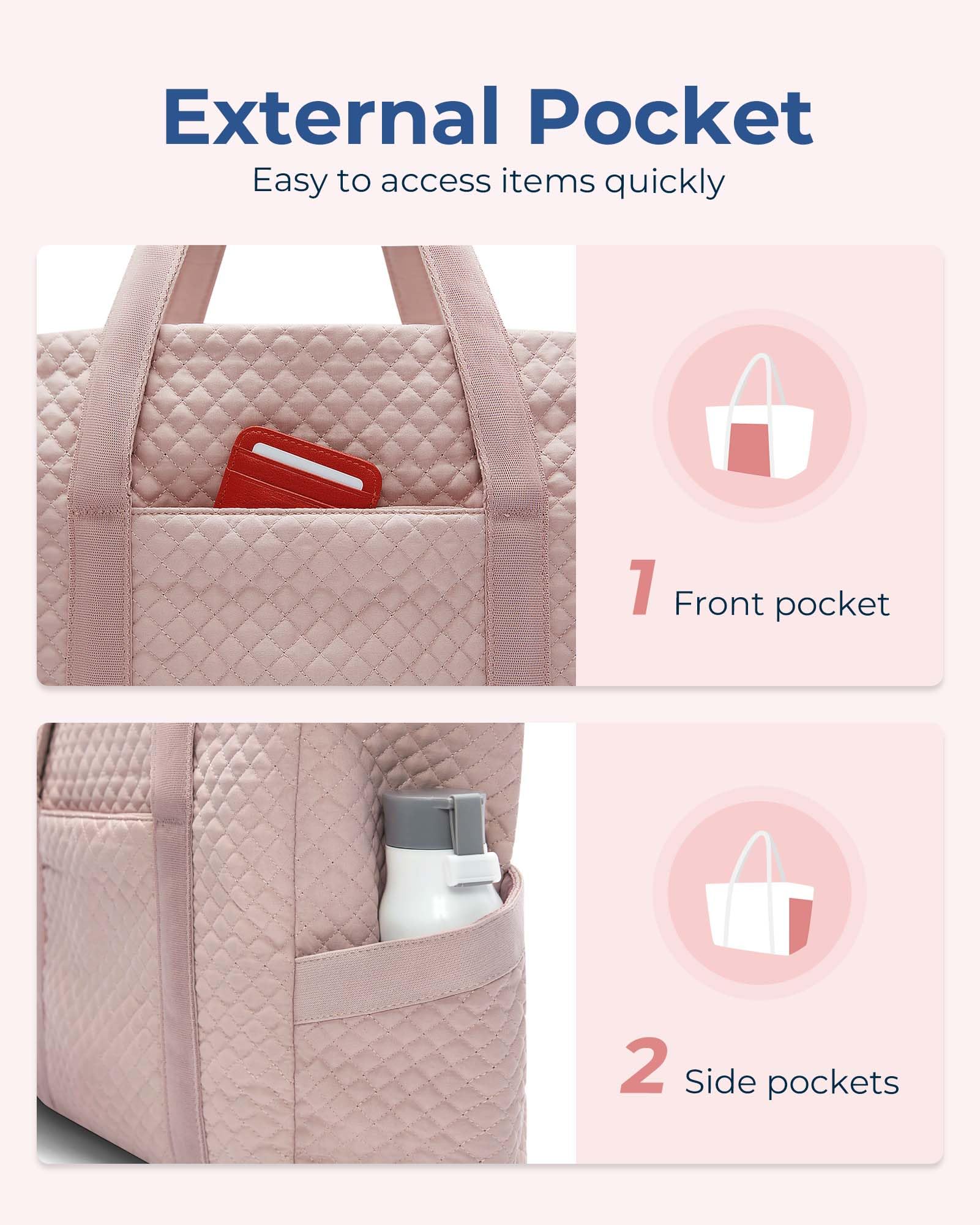 BAGSMART Large Tote Bag for Women - Stylish Travel Shoulder Bag with Top Handle & Yoga Mat Buckle - Perfect for Gym, Work, Travel & Everyday Use