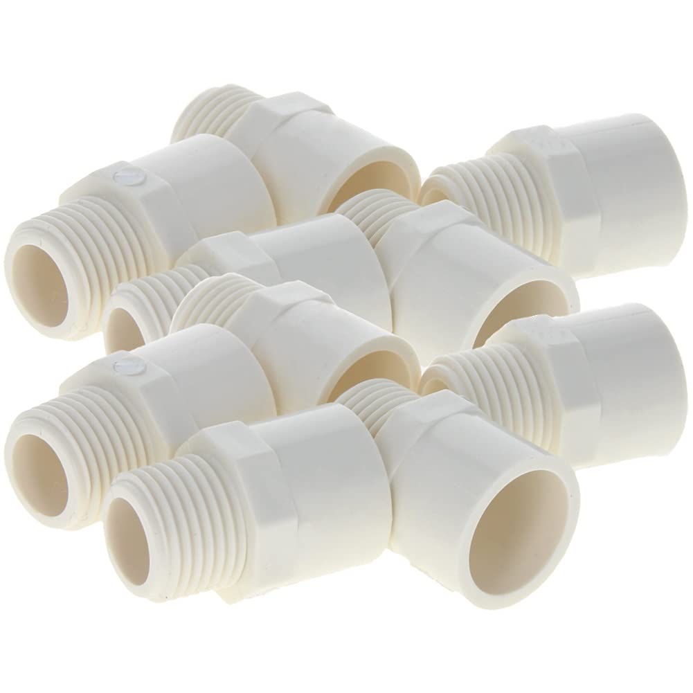 20mm Slip x 1/2PT Male Thread PVC Pipe Fitting Adapter Connector - White (10Pcs) for Garden Hose Irrigation, Watering Systems & DIY Plumbing Projects