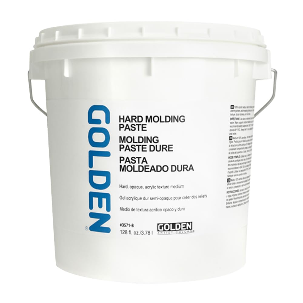 GOLDEN Hard Molding Paste - 128 fl oz Professional Acrylic Medium for Artists | Semi-Opaque Texture for Sculpting, Mixed Media & DIY Crafts