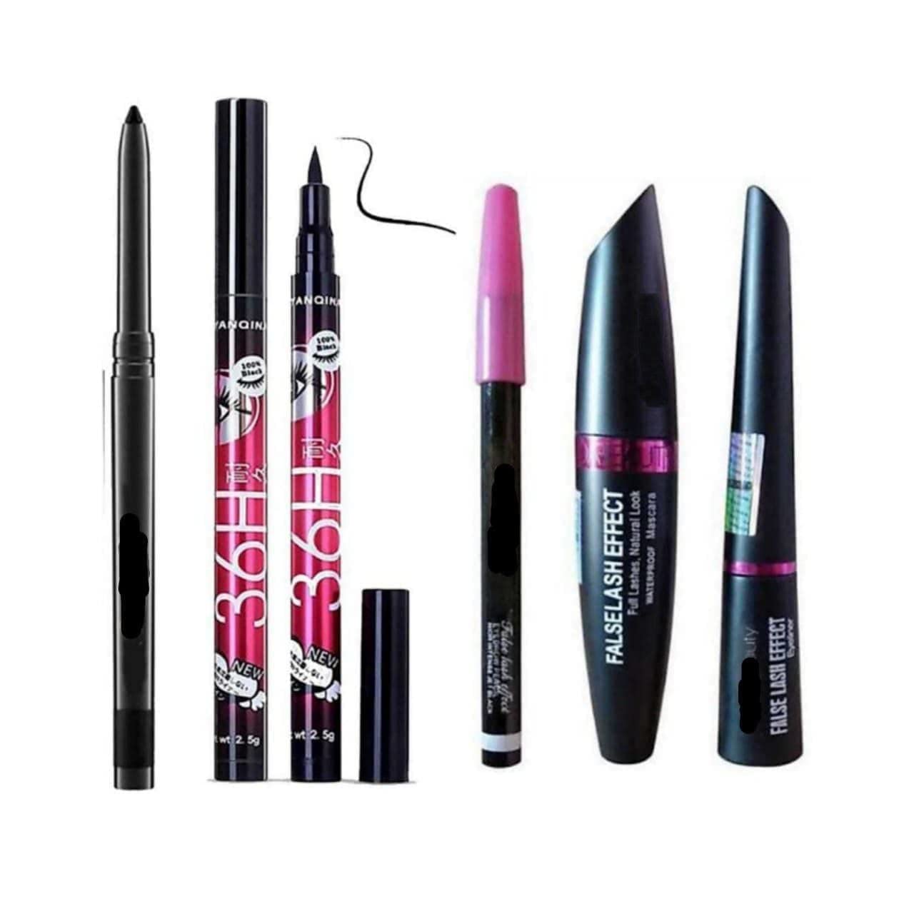 BELLAS Tya 6155 Professional Makeup Kit - 7 Black Makeup Brushes, Contour Stick, Kajal, Beauty Blender & 3-in-1 Eyeliner, Mascara, Eyebrow Pencil (15-Piece Set) | Perfect for Travel, Bridal & Everyday Makeup Looks