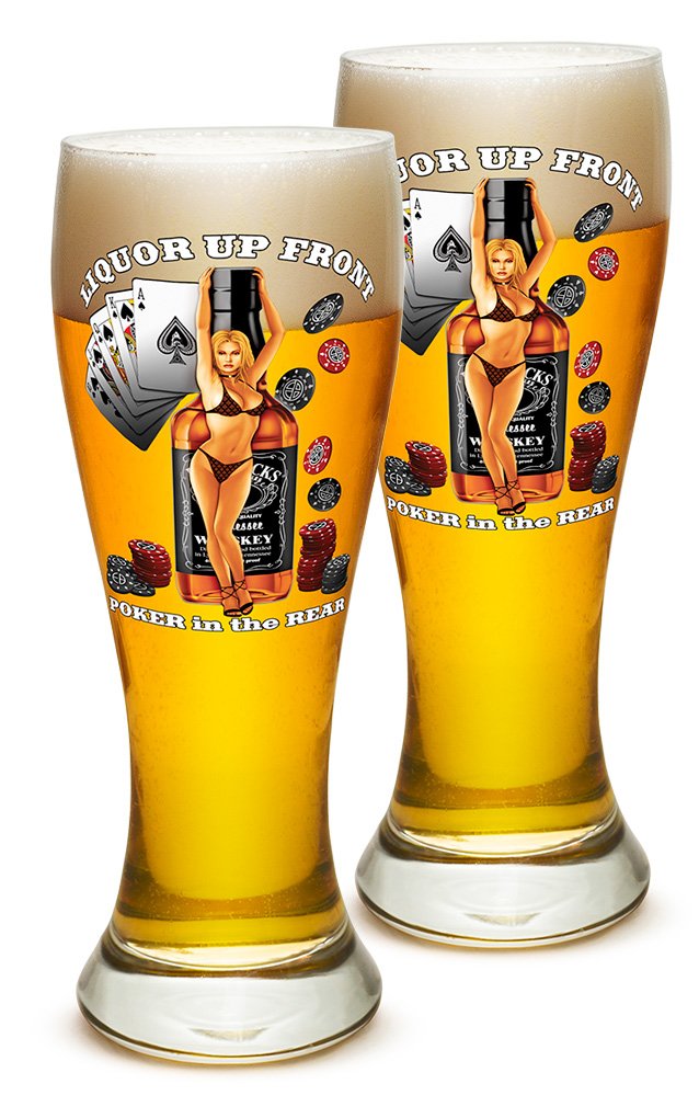 Erazor Bits Pilsner Beer Glasses Set of 6 (23 Oz) - Unique Man Cave Gifts for Men & Women, Barware Glassware for Liquor & Poker Nights - Perfect for Home Bars, Game Rooms & Party Decor