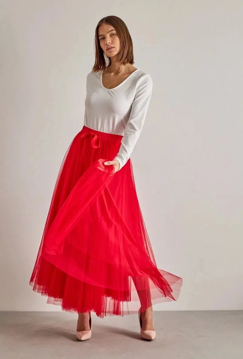 Aria Long Tulle Skirt - Elegant Flowy Maxi Skirt for Women | Perfect for Weddings, Parties & Special Occasions