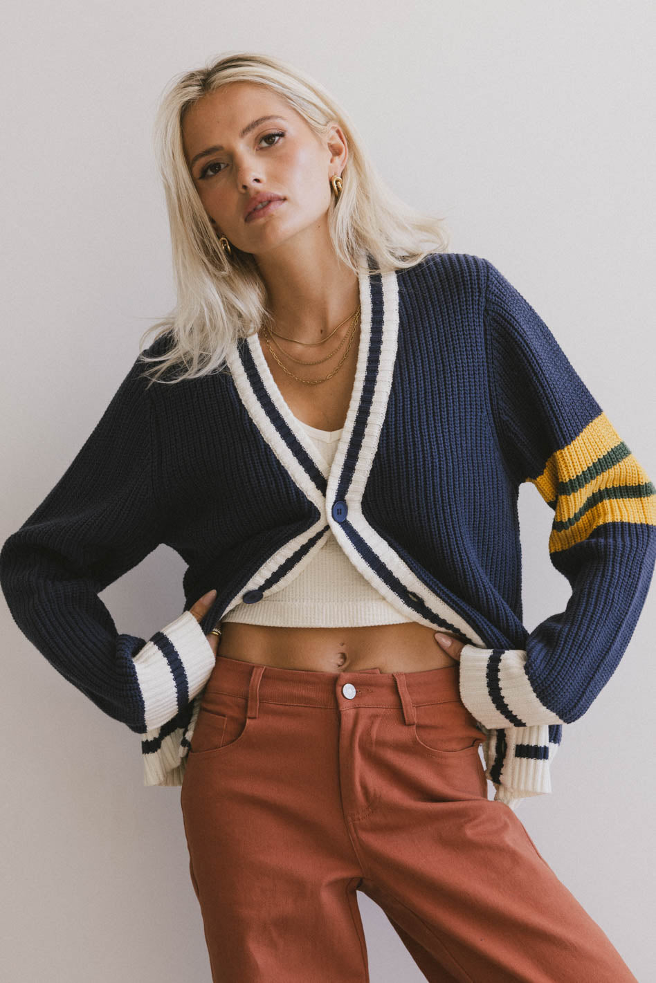 Aurelia Knit Cardigan Women's Navy Blue Lightweight Open Front Sweater for Fall & Winter Layering | Office, Casual, Date Night Outfits