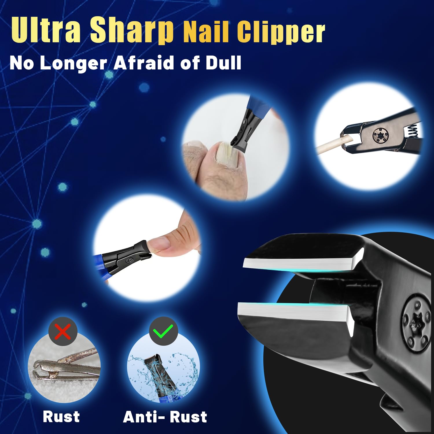 Heavy Duty Nail Clippers for Thick Nails - Professional Large Toenail Clippers for Men & Seniors - Non-Slip Long Handle Design - Perfect for Pedicures, Grooming Kits & Travel Essentials