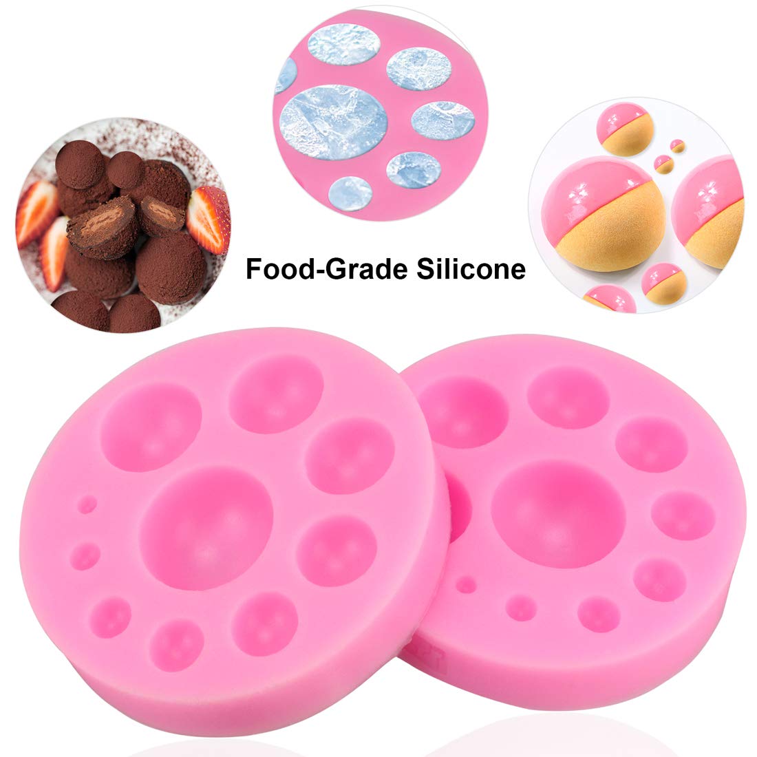 2-Pack Food Grade Silicone Gemstone Molds - Dome Cabochon Molds for Candy, Cake Decorating, Chocolate & Jewelry Making | DIY Polymer Clay, Resin Crafts & Home Baking Accessories