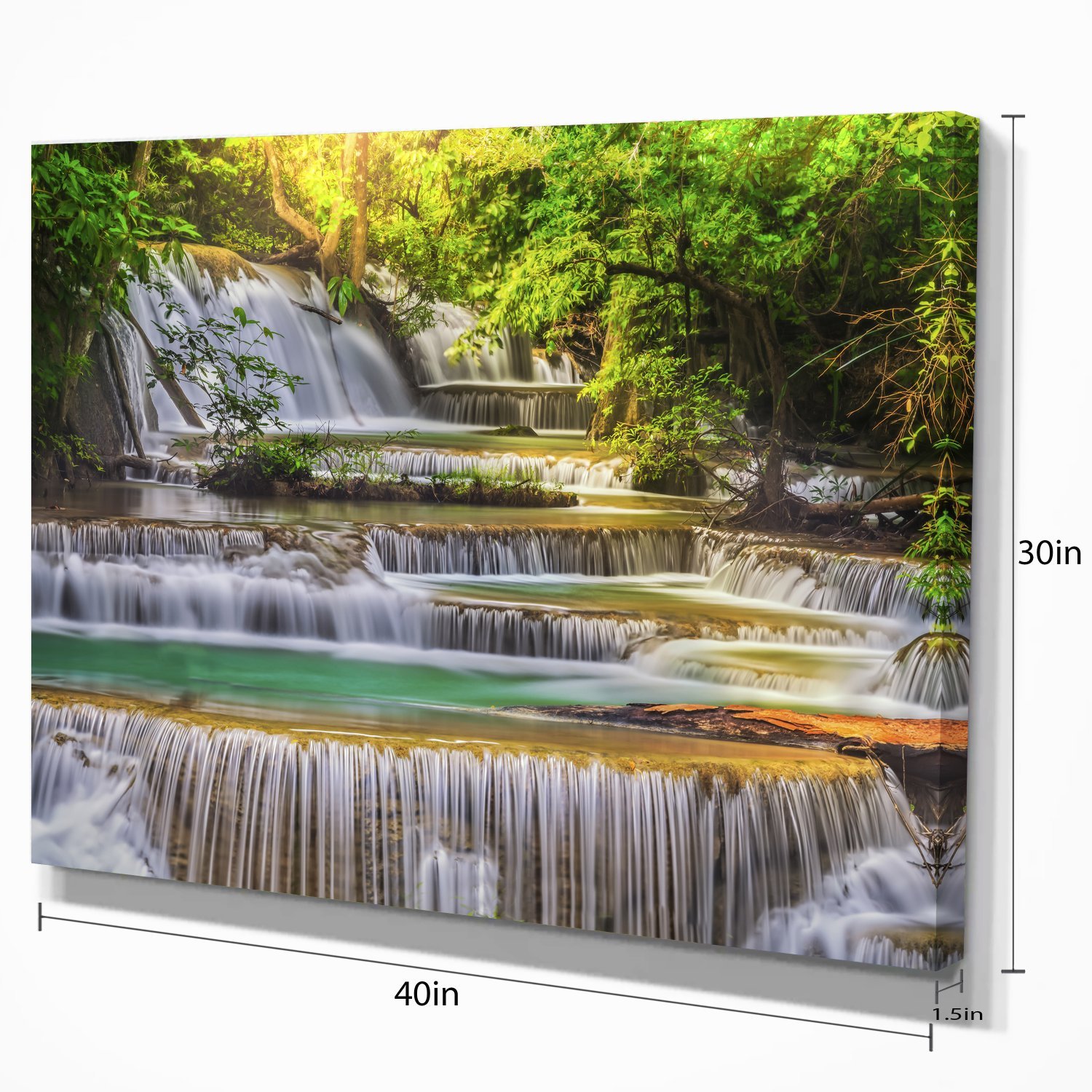 Tranquil Eranwan Waterfall Landscape Wall Art - Premium Canvas Print for Home & Office Decor - Perfect for Living Room, Bedroom or Meditation Space