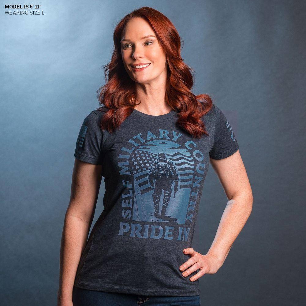 Patriotic Women's Slim Fit March T-Shirt - Midnight Navy | Comfortable & Stylish for Rallies, Parades & Everyday Wear