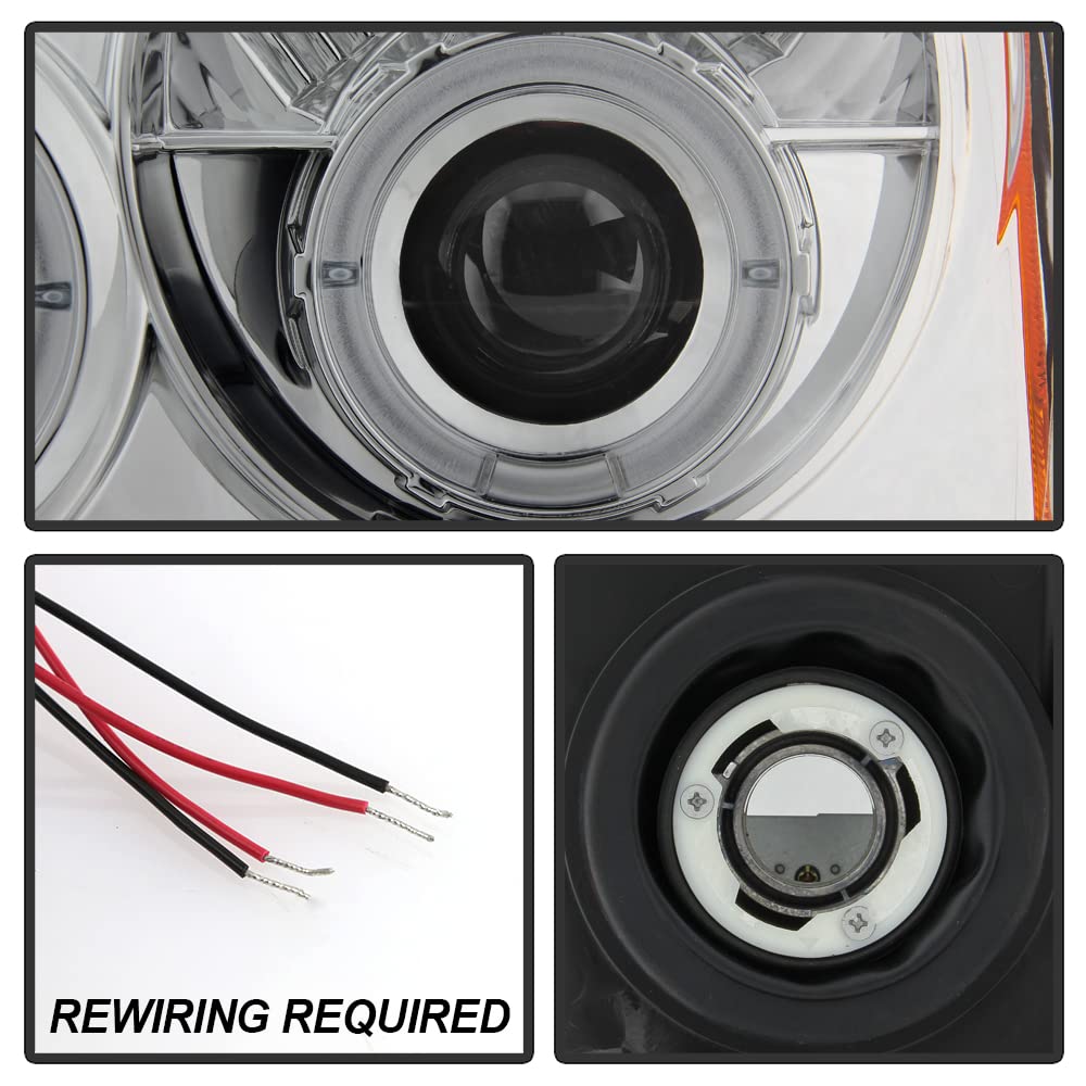 2005-2007 Jeep Grand Cherokee LED Projector Headlights with Halo - Aftermarket Replacement Headlamps - Upgrade for Better Night Visibility & Style