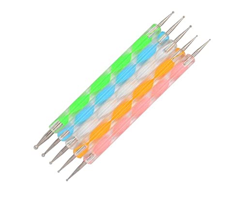 AVNI Way Dotting Marbleizing Painting Nail Art Pen Tool Set of 5 - Professional Dotting Tools for Nail Art, DIY Manicure, Acrylic Painting & Creative Designs - Perfect for Home Salon, Nail Artists & Beginners