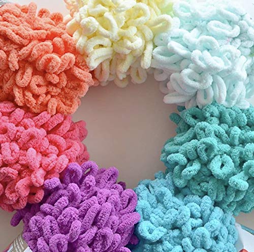 Soft Chunky Blanket Yarn - Chenille Finger Loop Yarn for Hand Knitting & Crocheting Cozy Blankets (Set of 3, Pink White Purple) - Perfect for DIY Home Decor, Winter Throws & Gift Making